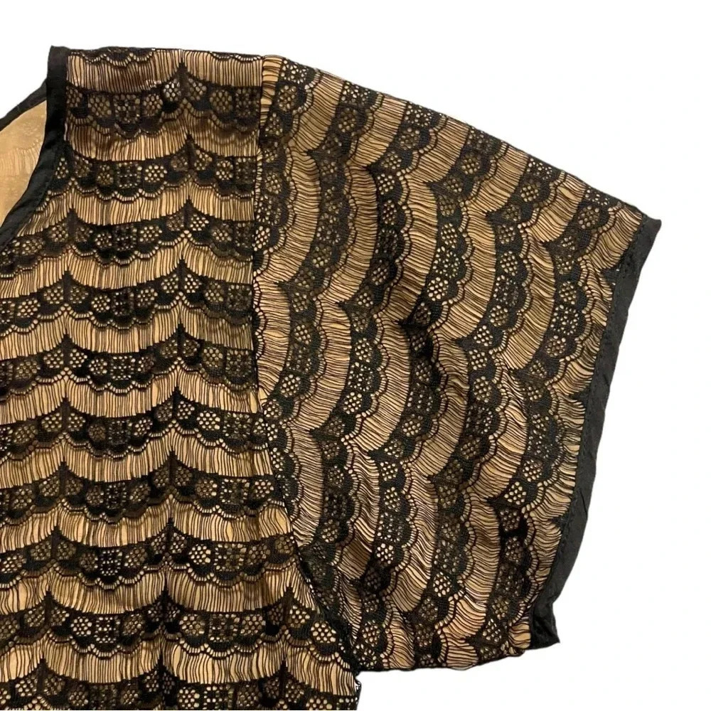 J. Crew Womens Black Lace Overlay Career Casual Short Sleeve Shirt Blouse Size S - Picture 2 of 5